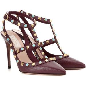 Valentino Pebbles Calfskin Rockstud Rolling Pumps